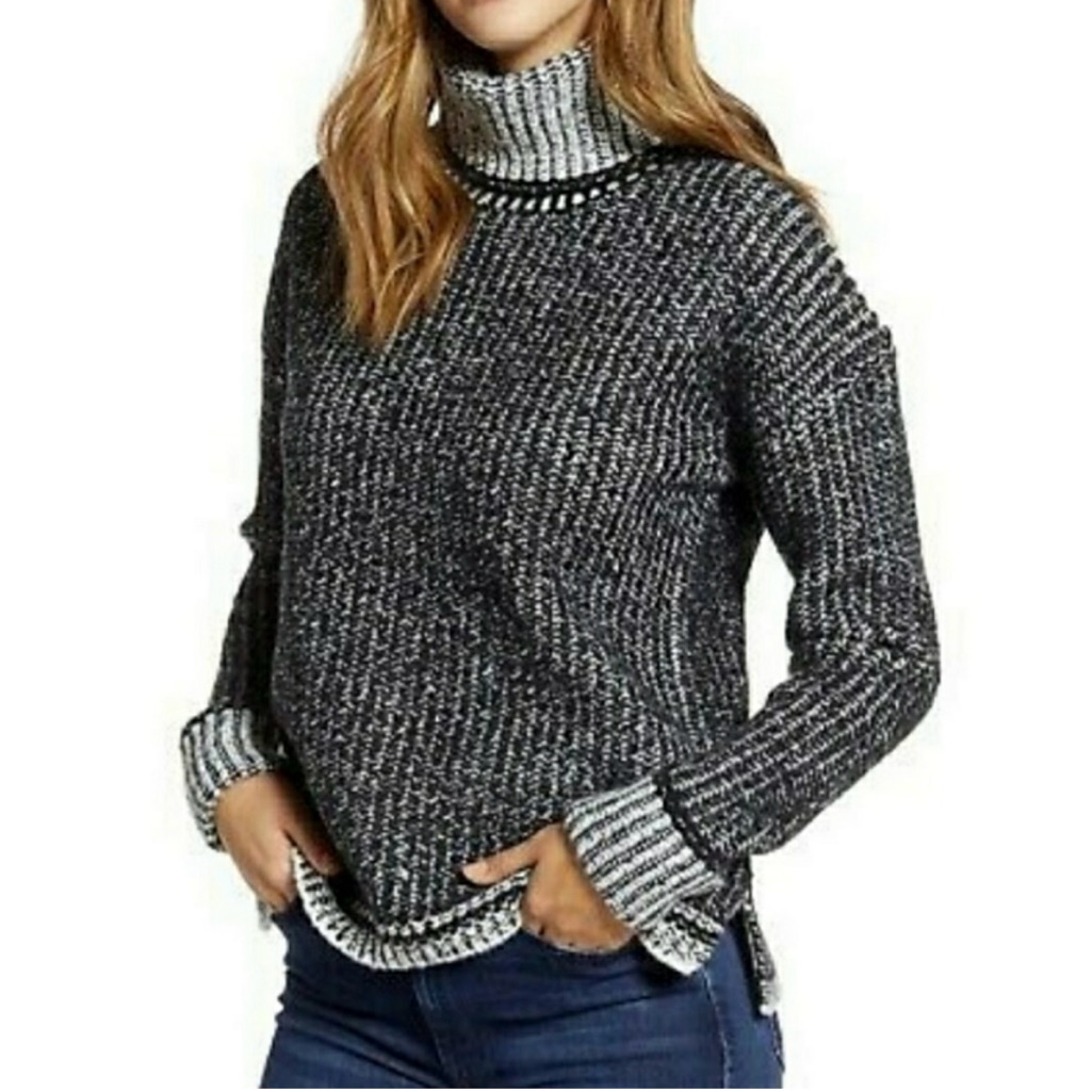 Caslon Black And White Turtleneck Sweater